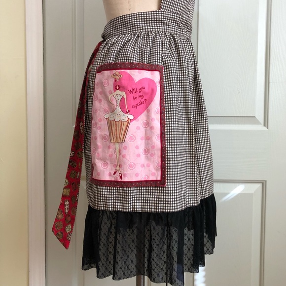 NEW Pinafore Apron Hostess Novelty Reversible Cottage Core Custom Made Sz L - Picture 11 of 16